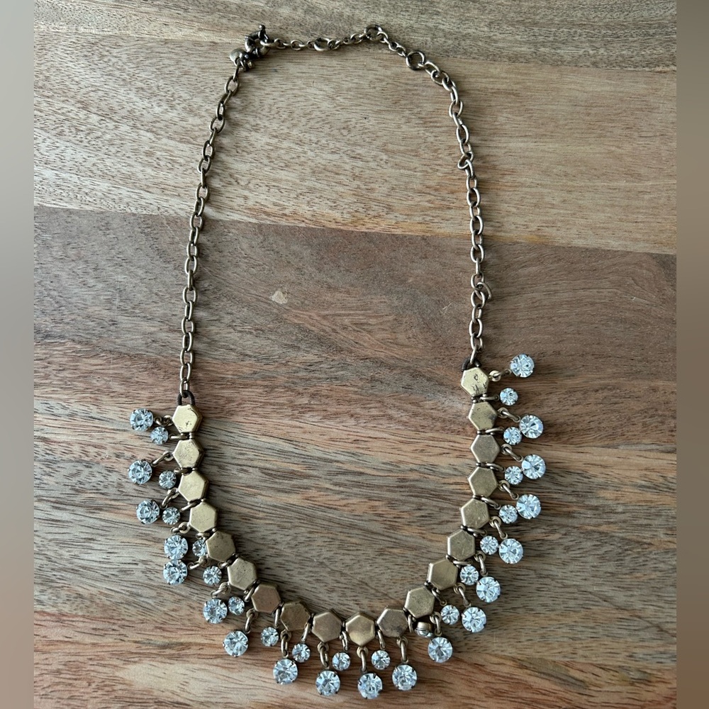 J. Crew Gold Hexagon Necklace with Silver Accents